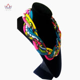 Colorful Short Cotton Necklace Handmade Kente Fabric Bib Necklace