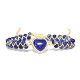 Amethyst Heart Charm Braid Bracelet - Adjustable Bangle for Men and Women