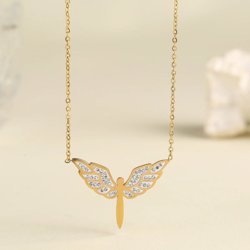 Angel Wings Pendant Titanium Steel Necklace Female Hot Selling