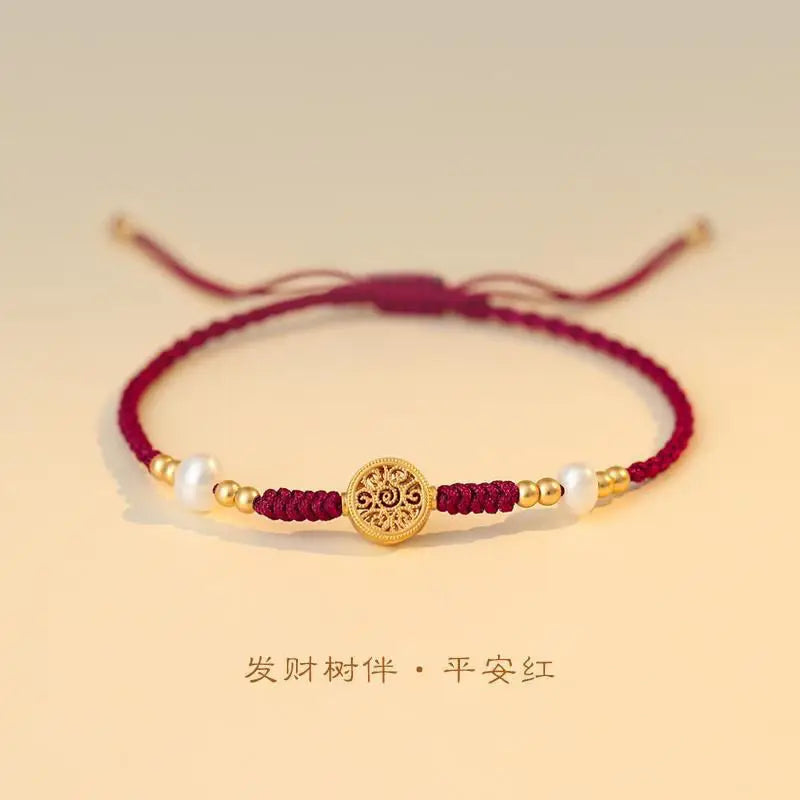 Animal Year Transfer Pearl Red Hand Rope Bracelet for Women