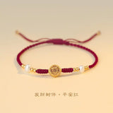 Animal Year Transfer Pearl Red Hand Rope Bracelet for Women