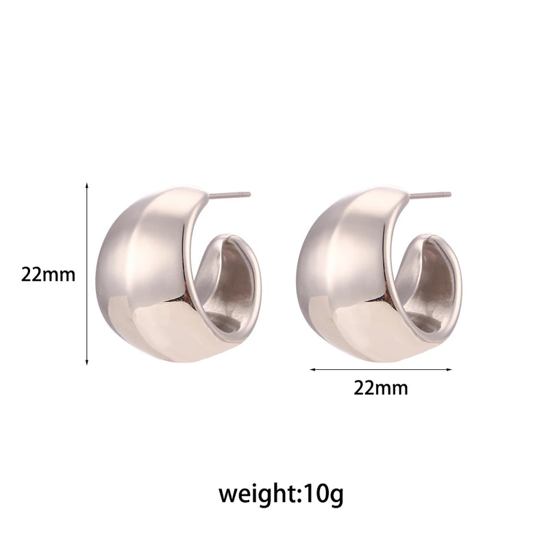 Silver Stainless Steel Hoop Earrings For Women 22mm Small Hoops