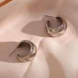 Silver Stainless Steel Hoop Earrings For Women 22mm Small Hoops