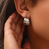 Silver Stainless Steel Hoop Earrings For Women 22mm Small Hoops