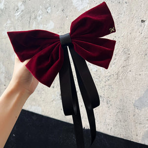 Velvet Bow Hairclips Leather Spring Clip Hair Accessories for Women