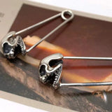 S925 Silver Flower Skull Pin Punk Style Men's Women's Accessory