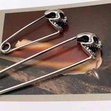 S925 Silver Flower Skull Pin Punk Style Men's Women's Accessory