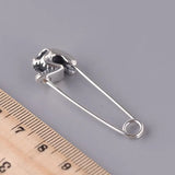 S925 Silver Flower Skull Pin Punk Style Men's Women's Accessory