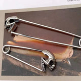 S925 Silver Flower Skull Pin Punk Style Men's Women's Accessory