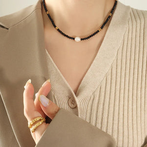 Baroque Freshwater Pearl Necklace, Geometric Crystal Collarbone Necklace