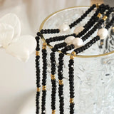 Baroque Freshwater Pearl Necklace, Geometric Crystal Collarbone Necklace