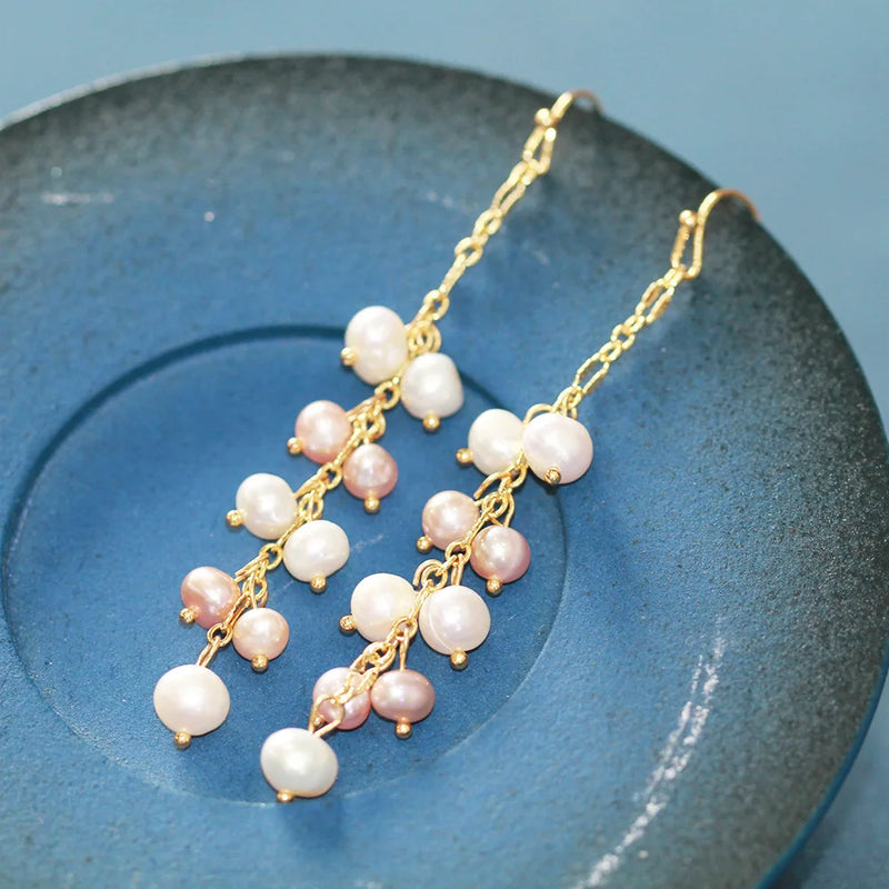 Statement Baroque Pearl Tassel Earrings
