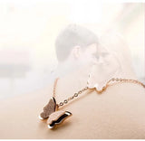 Austrian Crystal Rose Butterfly Necklace - Wedding Jewelry