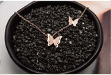 Austrian Crystal Rose Butterfly Necklace - Wedding Jewelry