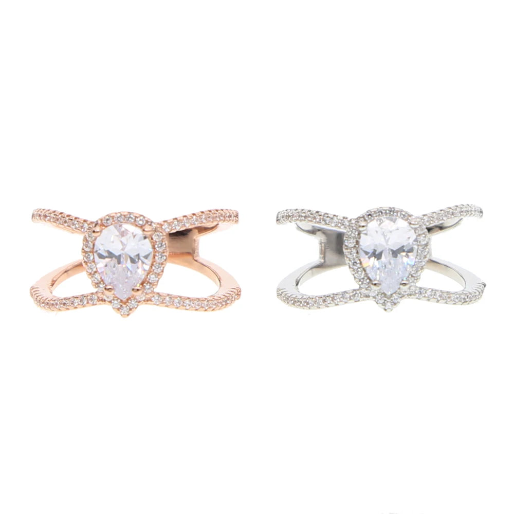 Vintage CZ Zircon Wedding Ring Plated X Ring