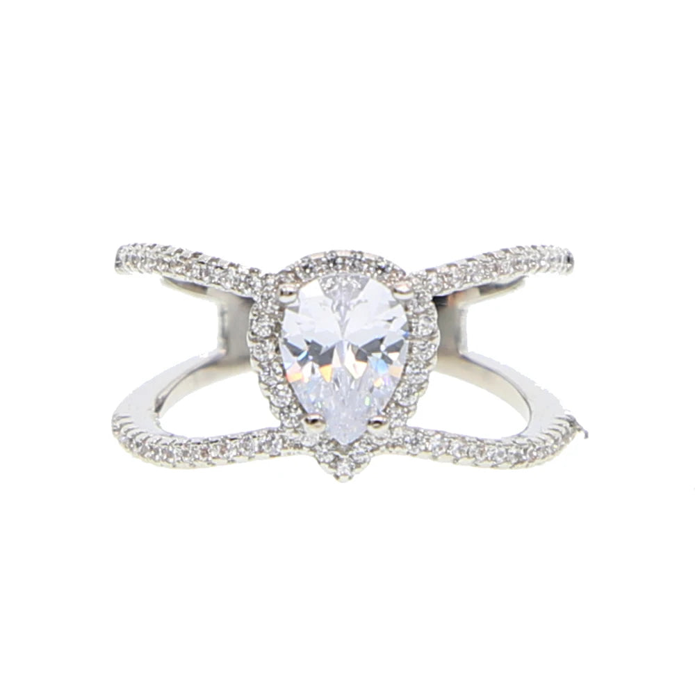 Vintage CZ Zircon Wedding Ring Plated X Ring
