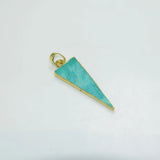 Vintage Triangle Stone Pendant with Green Turquoise for Jewelry Making