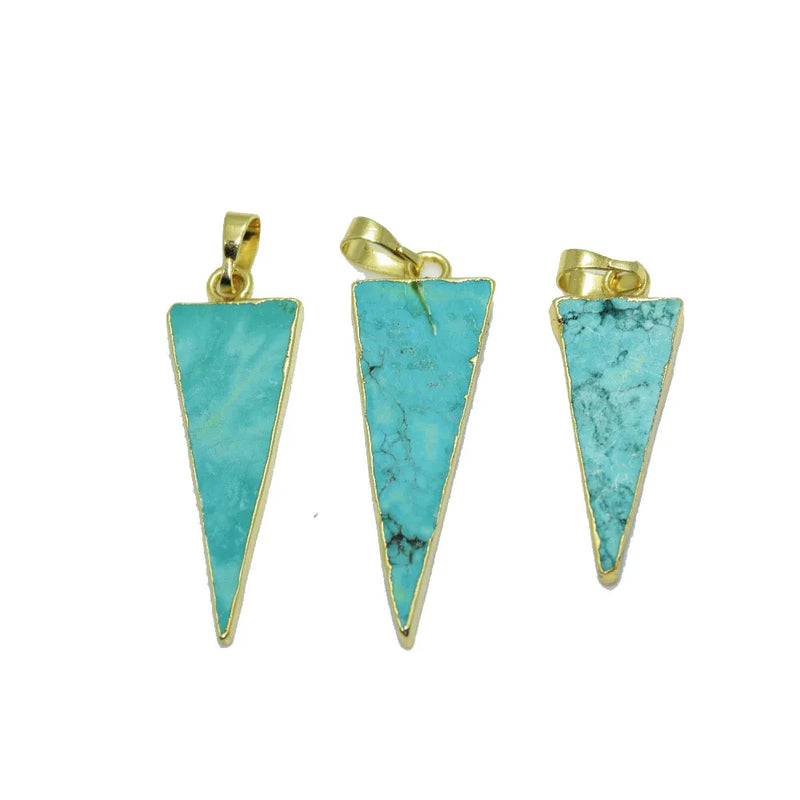 Vintage Triangle Stone Pendant with Green Turquoise for Jewelry Making