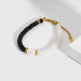 Agate Stone Choker Pearl Bracelet Set for Women