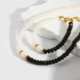 Agate Stone Choker Pearl Bracelet Set for Women