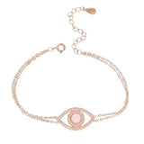 Lucky Rainbow Hamsa Evil Eyes 925 Sterling Silver Bracelet for Women