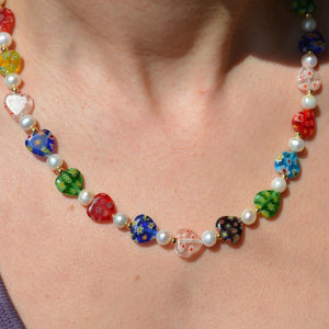 Bohemia Nature Pearl Necklace Women Heart Beads Choker Necklace