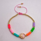 Boho Abalone Chips Shell Smiley Face Charms Bracelet For Women