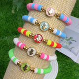 Boho Abalone Chips Shell Smiley Face Charms Bracelet For Women