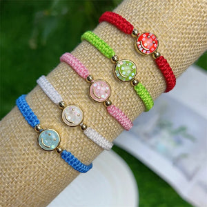 Boho Abalone Chips Shell Smiley Face Charms Bracelet For Women