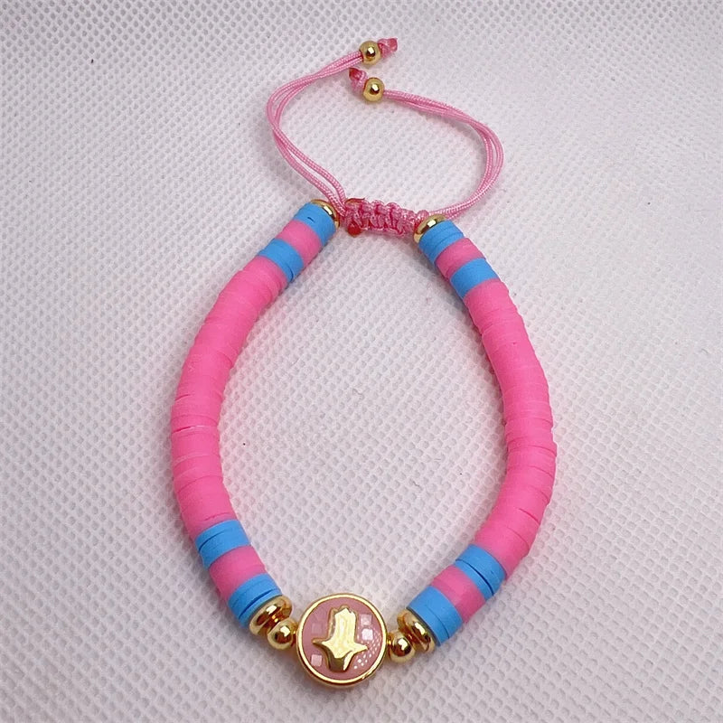 Boho Abalone Chips Shell Smiley Face Charms Bracelet For Women