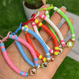 Boho Abalone Chips Shell Smiley Face Charms Bracelet For Women