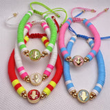 Boho Abalone Chips Shell Smiley Face Charms Bracelet For Women