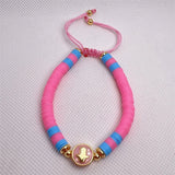 Boho Abalone Chips Shell Smiley Face Charms Bracelet For Women