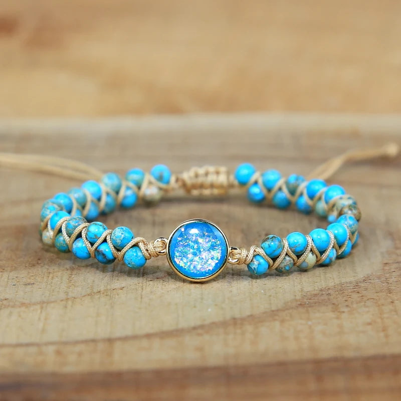 Boho Friendship Wrap Bracelet with Natural Stone Charm