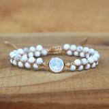 Boho Friendship Wrap Bracelet with Natural Stone Charm