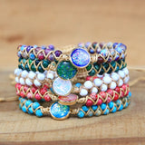 Boho Friendship Wrap Bracelet with Natural Stone Charm