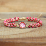 Boho Friendship Wrap Bracelet with Natural Stone Charm