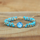 Boho Friendship Wrap Bracelet with Natural Stone Charm