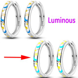 925 Silver Colorful Glowing Cat Earrings for Women Wedding Party