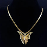 Hollow Carved Rhinestone Pendant Necklace with Snake Chain
