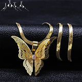 Hollow Carved Rhinestone Pendant Necklace with Snake Chain
