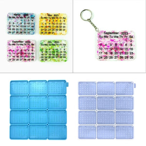 Calendar Keychain Silicone Molds with Hole Keyring - Birthday Gift
