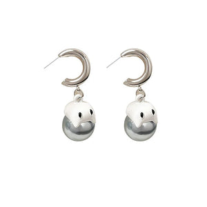 Cartoon Ghost Pearl Earrings Women's Halloween Sense Earrings Fun Advanced Earri