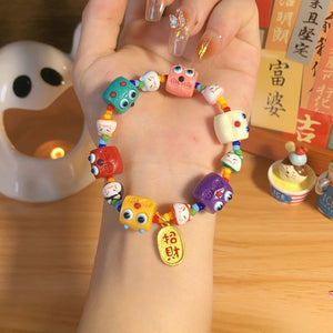 Funny Small Monster Bracelet Diy Elastic Rope Woven Bead Bracelet