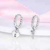 925 Silver Double Hoop Earrings Pave CZ Studs