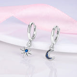 925 Silver Double Hoop Earrings Pave CZ Studs