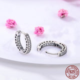 925 Silver Double Hoop Earrings Pave CZ Studs