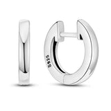 925 Silver Double Hoop Earrings Pave CZ Studs