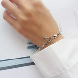 Vintage Thai Silver Cable Chain 925 Sterling Silver Cross Bracelets