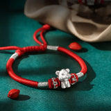 Chinese Zodiac Silver Bracelet Red Rope - Cattle Dog Sheep Rabbit Snake